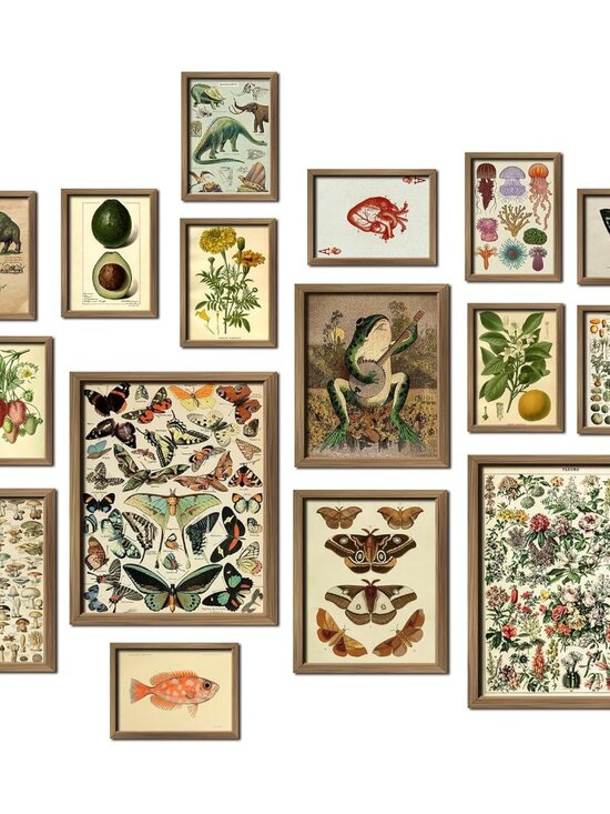 Other - 16 PCS Framed Vintage Wall Art Decor, Botanical Cottagecore Wall Prints for Bedr